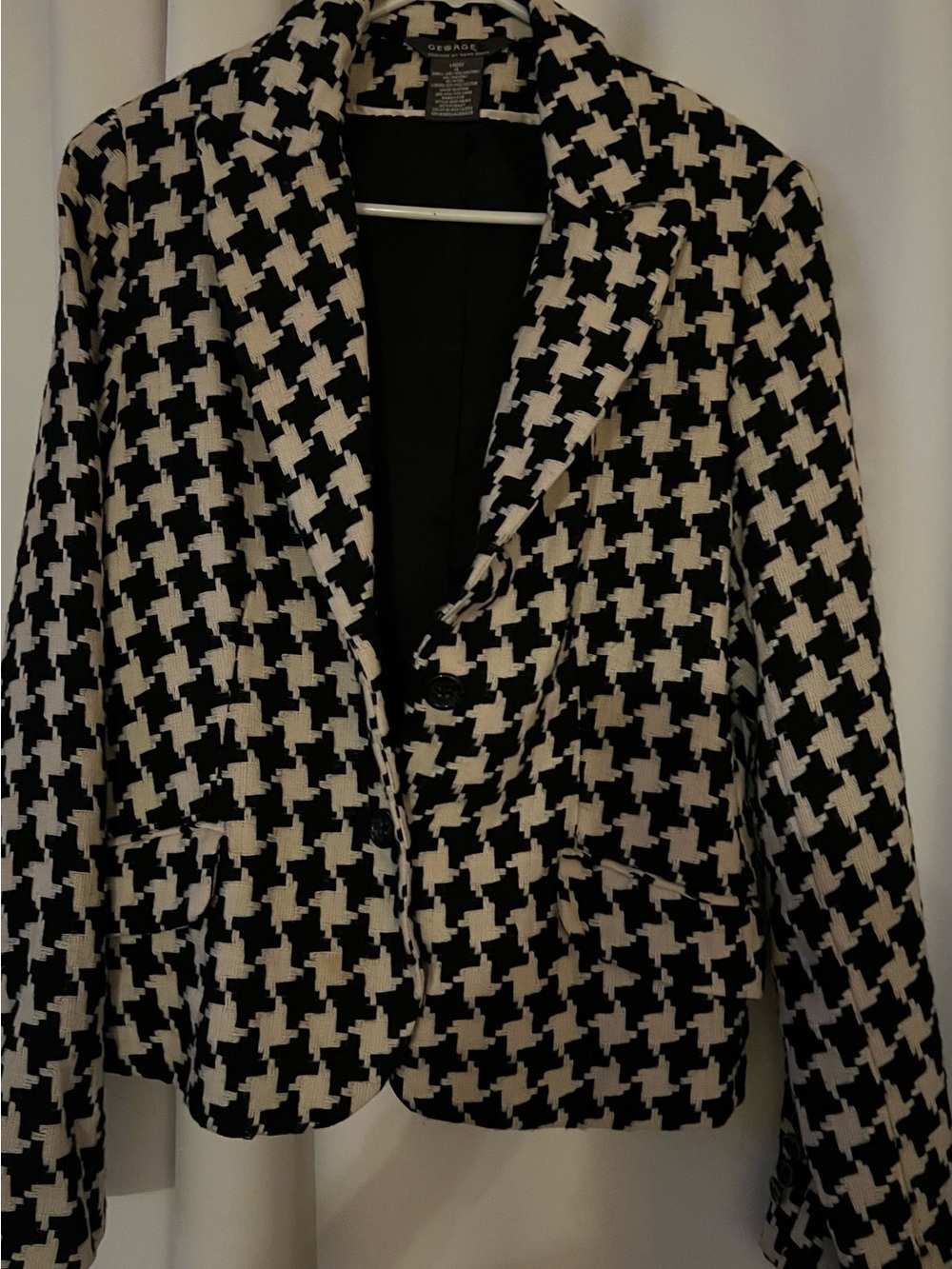 George Black and White Houndstooth Blazer